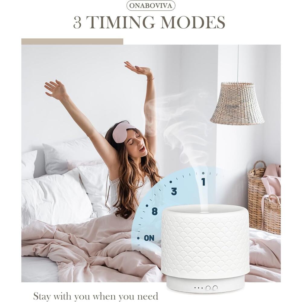Essential Oil Diffuser -280ml Ceramic Diffuser, 2.4MHz Cool Mist Humidifier - Picture 3 of 5